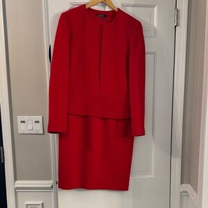 Red Brooks Brothers Skirt Suit Set